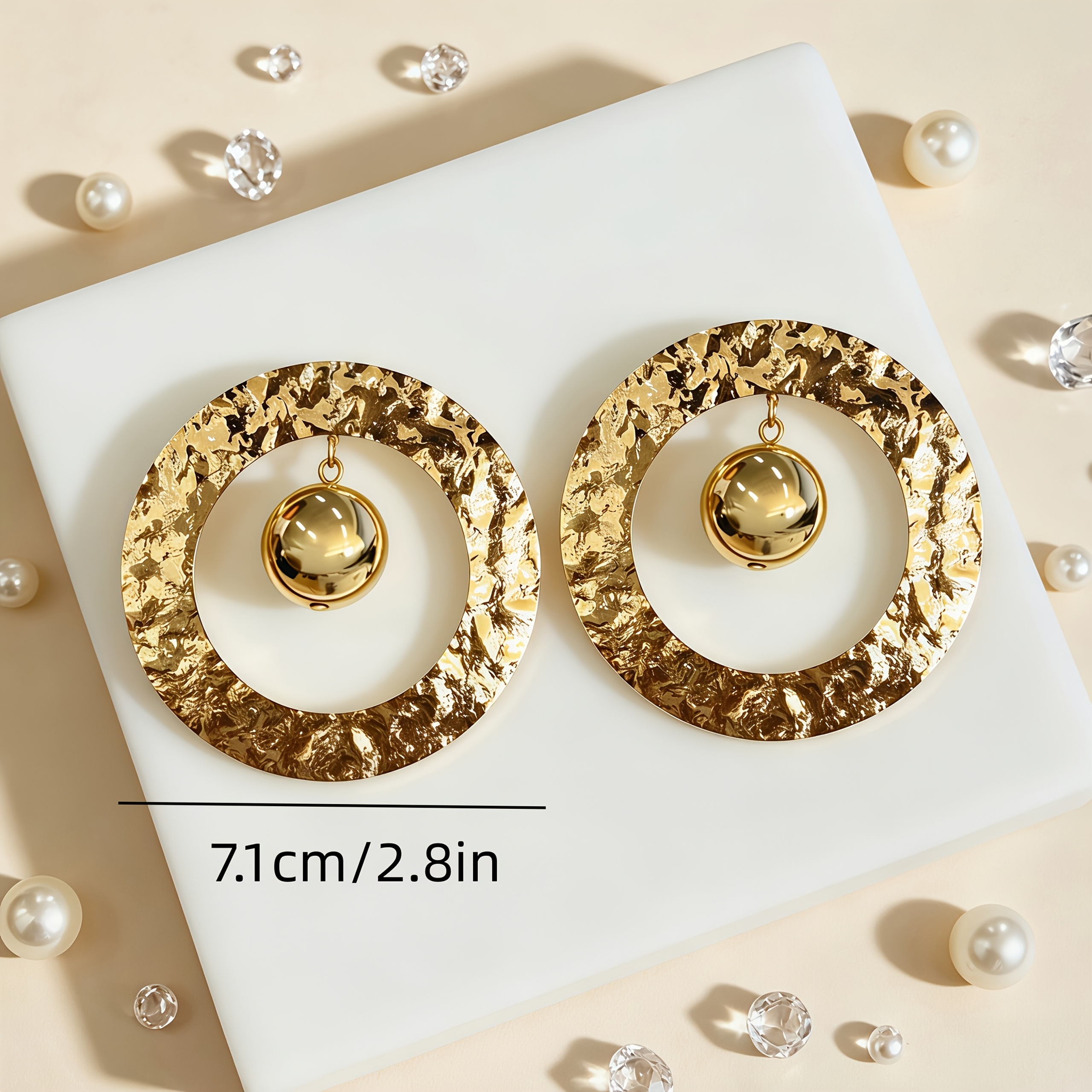 Women's Vintage Hammered Openwork Hoop Earrings